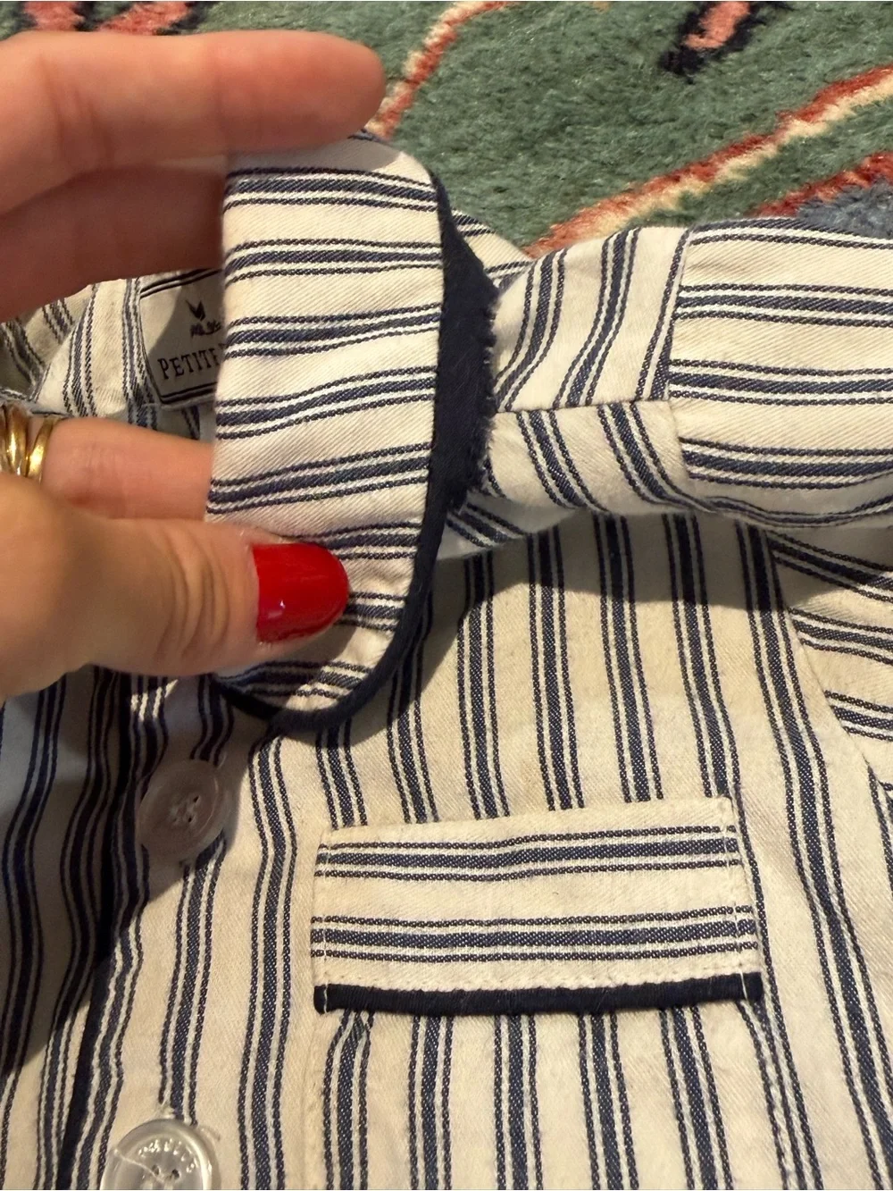 Petite Plume Striped Blue & White Boys Pajama Set - Classic Button-Front